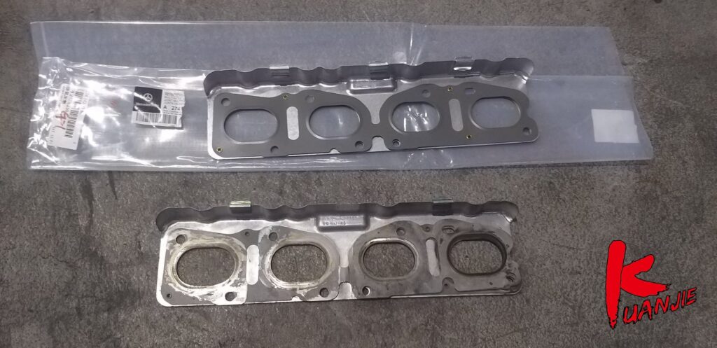 BENZ W205 C180 M274 高速水溫拉高升高引擎亮燈漏水處理 排氣岐管墊片積碳清洗拆裝