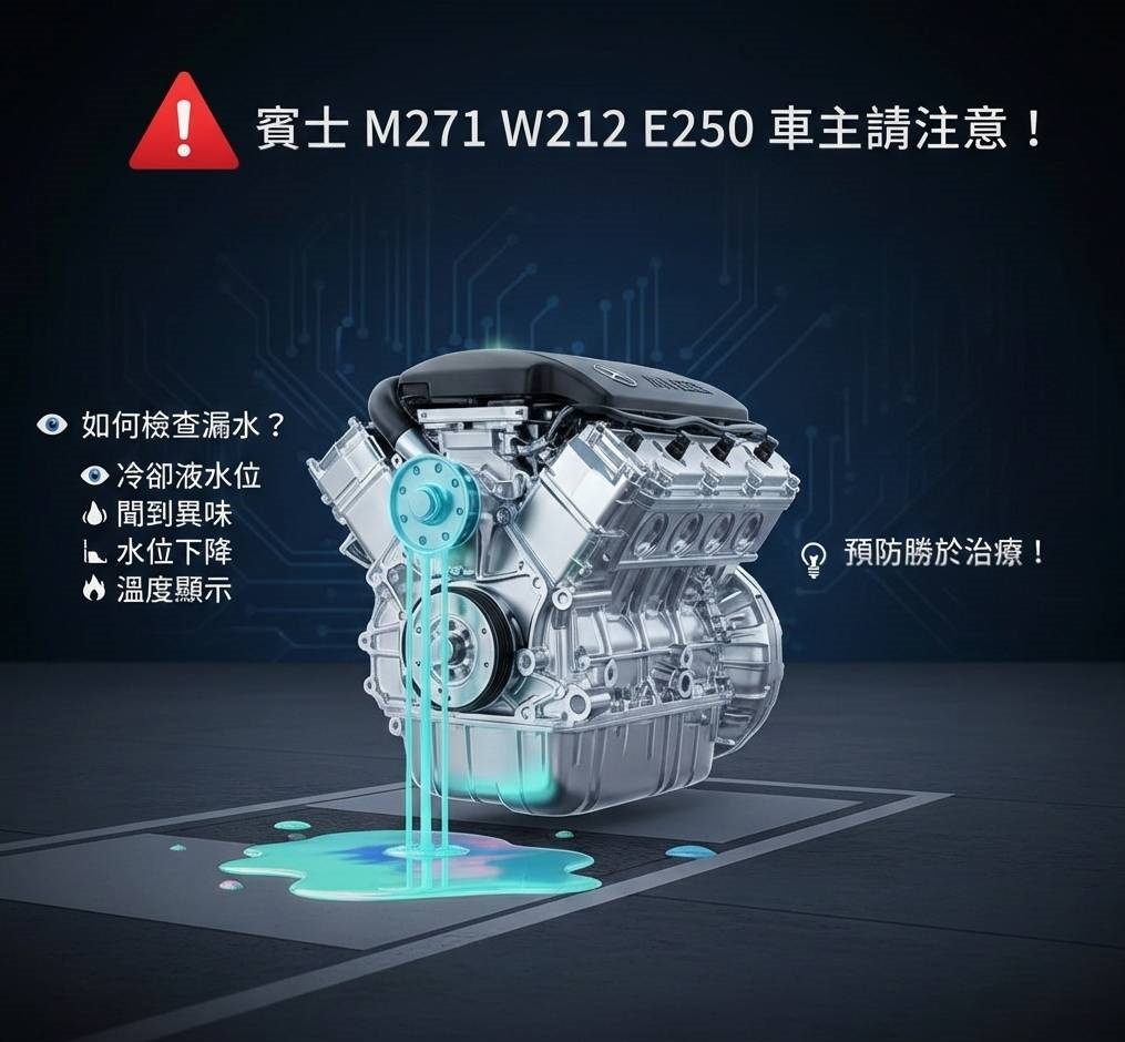 BENZ M271 E250 W212 水泵浦漏水處理詳盡指南